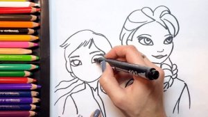 Холодное сердце 2 Сестры Анна и Эльза. Раскраска. Как нарисовать Эльзу и Анну.