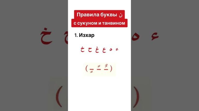 Правила буквы (ن). Изхар