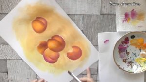 How to paint peaches by an angle flat brush, Acrylic painting, part 1