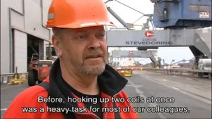Ship loading steel coils with Unitex Ultralift™ Slings