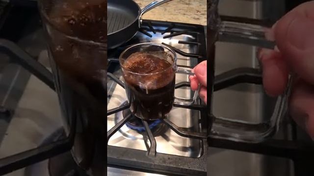 Wilmax thermo glass on open flame boiling coffee