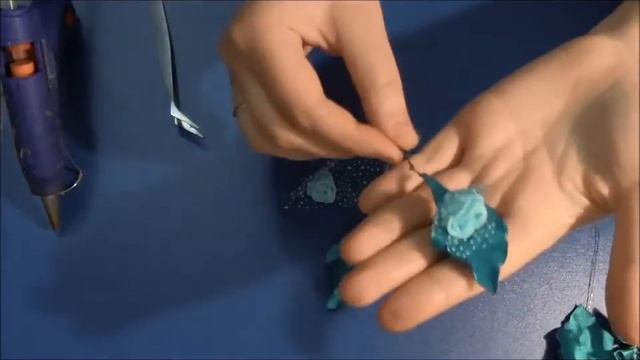 Канзаши мк Ободок  из атласных лент -   Бирюза МКDIY kanzashi