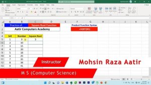 ?️ Square Root Function in MS Excel | Learn MS Excel with Aatir Academy 2022