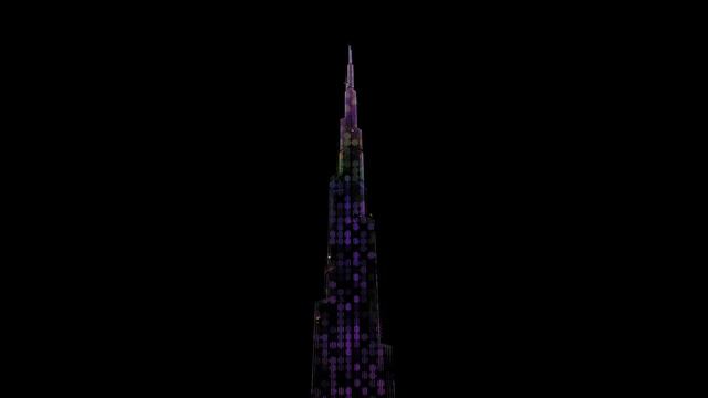 Burj khalifa at night- lights on. Beautiful