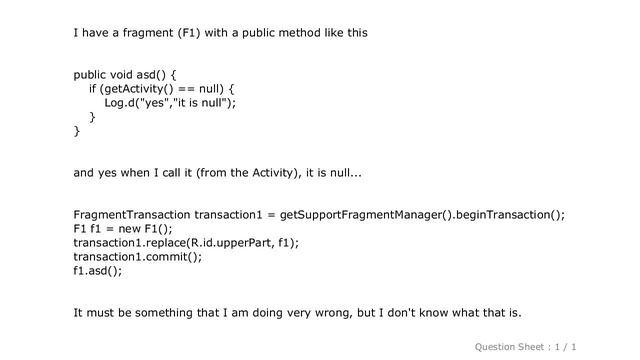 Android : getActivity() returns null in Fragment function смотреть онлайн