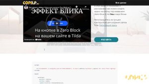 Как сделать эффект блика на кнопке в форме Zero блока на Тильда