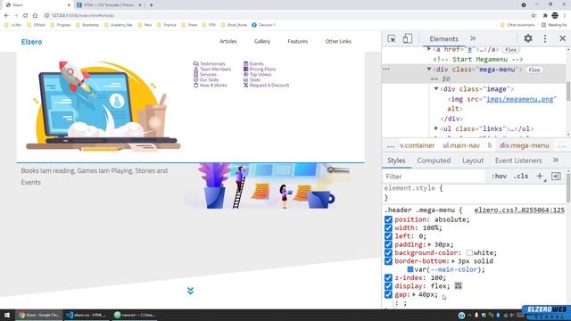[Arabic] HTML & CSS Template Three 2021 - #07 - Mega Menu Part 1