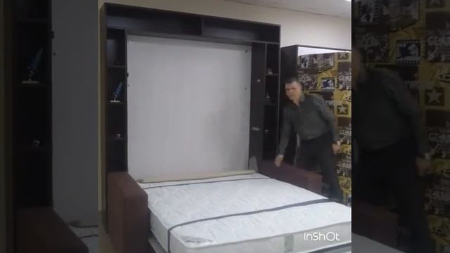Шкаф-кровать откидная вертикальная встроенная с диваном Прайм Дизайн