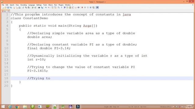 Tutoria 3 : Simple java program for demonstrating the use of constants in java. смотреть онлайн