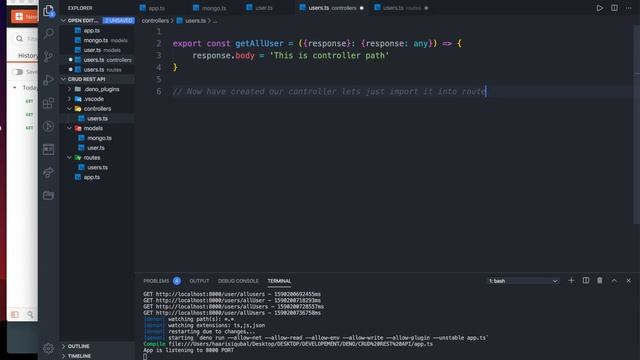 Deno REST API with CRUD Operation using MongoDB (Refactor Code, Modal & Controller Setup) смотреть онлайн