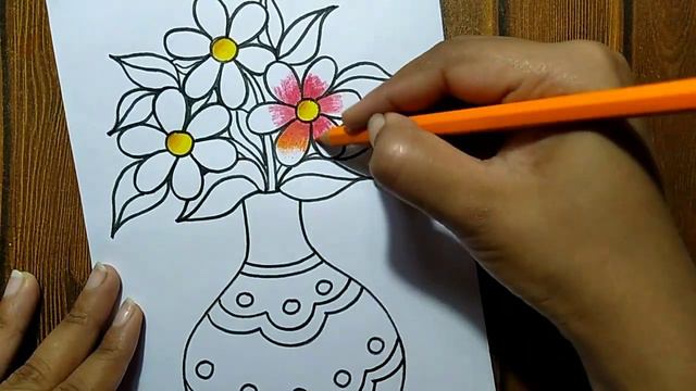 Easy and simple Flower Pot Drawing| How to draw designer Flower pot| Flower Vase drawing смотреть онлайн