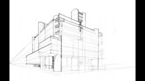 Architecture Sketch #008 Yamanashi Broadcasting Center designed by Kenzō Tange