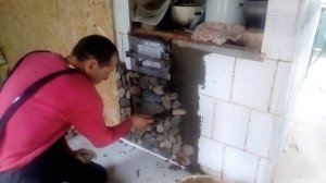 Отделка печки,камнем.