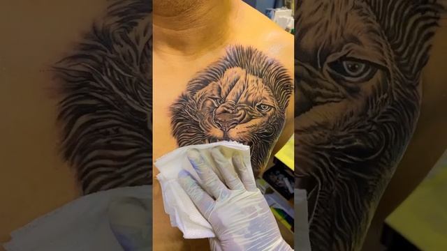 lion tattoo design on chest #tattoo #lion #shortvideo #shortsvideo #trendingtattoo #youtubershorts