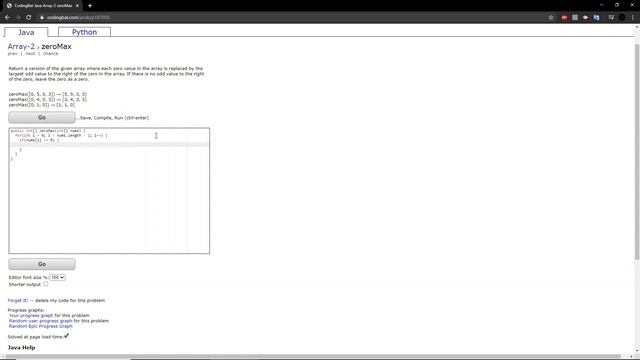 Array-2 (zeroMax) Java Tutorial || codingbat.com смотреть онлайн