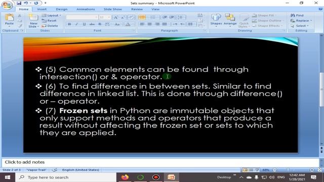Set Summary | Python 4 You | Lecture 146