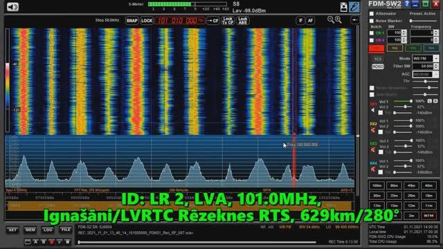 01.11.2021 13:47UTC, [Tropo], LR 2, Ignašāni, Латвия, 101.0МГц, 629км