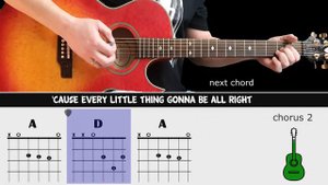THREE LITTLE BIRDS - Bob Marley - Guitar lesson - Acoustic guitar (with chords & lyrics)