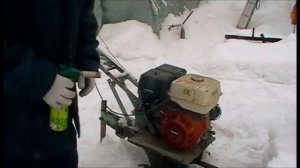 Заводим мотоблок МБ-1 зимой с двигателем Greenfleld GX240 8.0