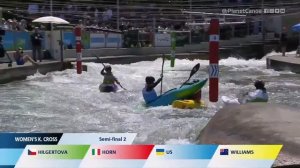 Women's Kayak Cross Semi Final 2 / 2023 ICF Canoe-Kayak Slalom World Cup Augsburg Germany