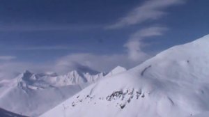 Грузия ,Гудаури Горнолыжка ,Вторая по высоте точка горнолыжного курорта ,съемка гор .