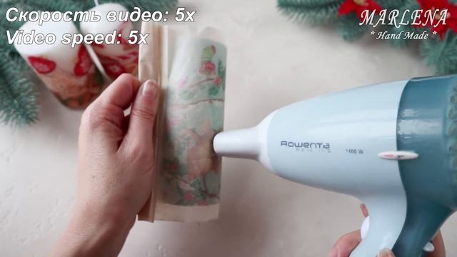 ? ДЕКОР СВЕЧИ ЛЕГКО и БЫСТРО! ? Декупаж с помощью фена смотреть онлайн