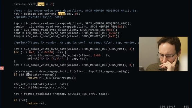 Watch Linux kernel developer LIVE coding DDR5 SPD eeprom reading! смотреть онлайн