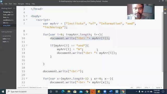 JavaScript Arrays Tutorial | Arrays in JavaScript Tutorial | continue and break in JavaScript Full