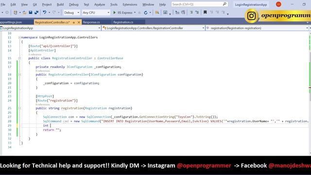 Login and Registration using ASP.NET Core Web API and SQL Server | ASP.NET Core Web API tutorial