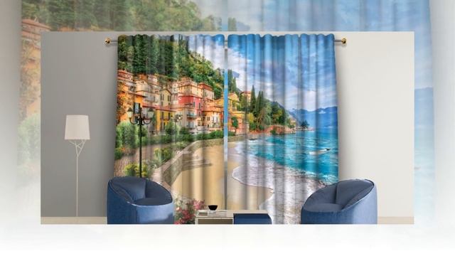 3 D шторы для стен «Берег Италии» смотреть онлайн