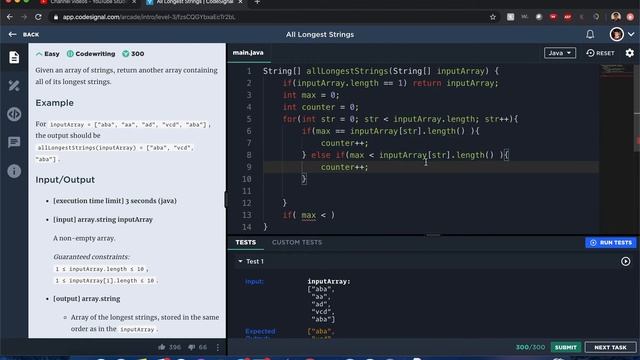 "All Longest Strings" - Codesignal #9  - JAVA Solution