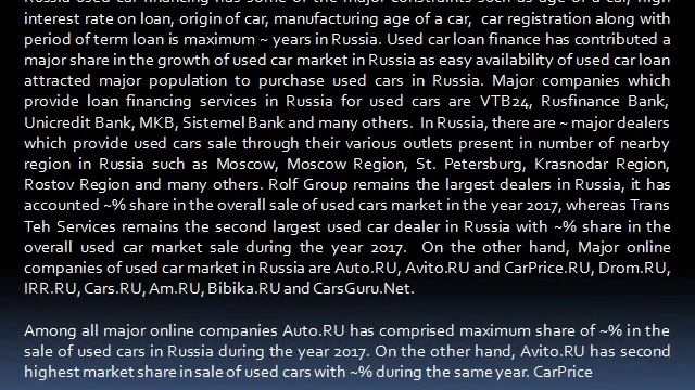 Used Car Financing Market, Used Toyota SUV, Yandex Acquire Auto.ru-Ken Research