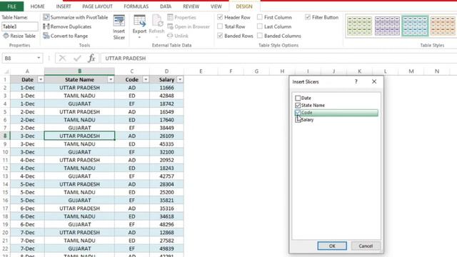 Excel Slicer in Data Table | Advance Excel