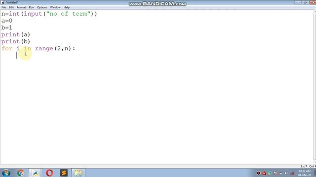 fibonacci series with python in python idle
