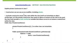 Explain private constructor in java java interview question interviewdot