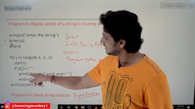 Reverse Words in a String and String Rotation in Python || Lesson 19 || Python || Learning Monkey |