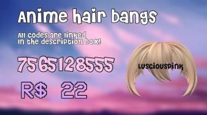 Roblox Blonde Bangs Hair Codes for Roblox/Bloxburg