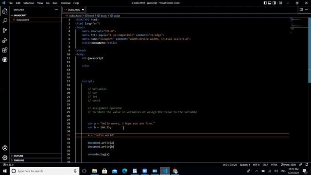 Lecture 26 JavaScript veriables var,let,const