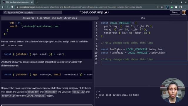 L11 - Use Destructuring Assignment to Assign Variables from Nested Objects | ES6 | freeCodeCamp