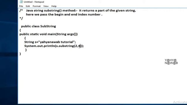 Java program to return substring of the given string. смотреть онлайн