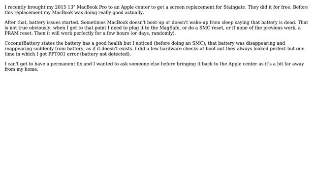 Apple: MacBook Pro keep on "unplugging" battery and need SMC/PRAM reset смотреть онлайн