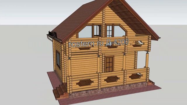Дом из рубленого бревна Д-4200 #ростерн #дом #рубленое #бревно #брус #цена #строительство #дизайн смотреть онлайн