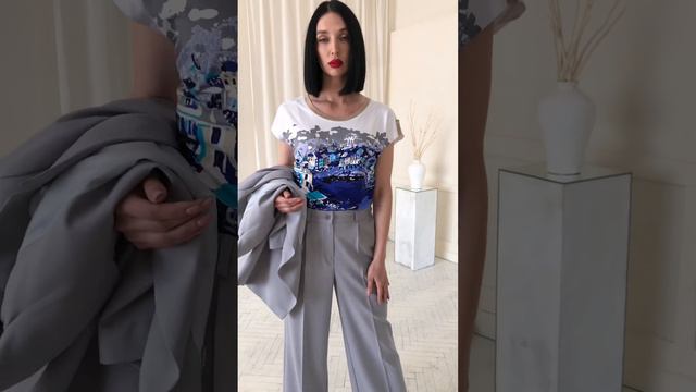 Льняной брючный костюм-тройка Мода-Юрс модель 2744 pepel смотреть онлайн