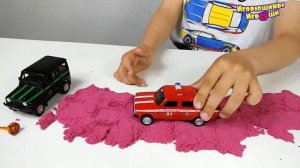 Пожарные машинки Технопарк УРАЛ с Вертолетом История про спасение машинок Cars toys for kids