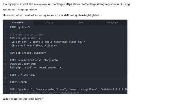 Installing Dockerfile syntax highlighting not working in Atom Editor смотреть онлайн