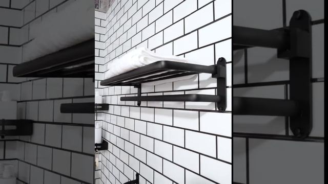 浴巾架 浴室架 浴室置物架不鏽鋼 太空鋁浴室置物架 衛浴置物架 毛巾架免打孔 浴室毛巾架 黑色置物架 浴巾架 毛巾架 смотреть онлайн