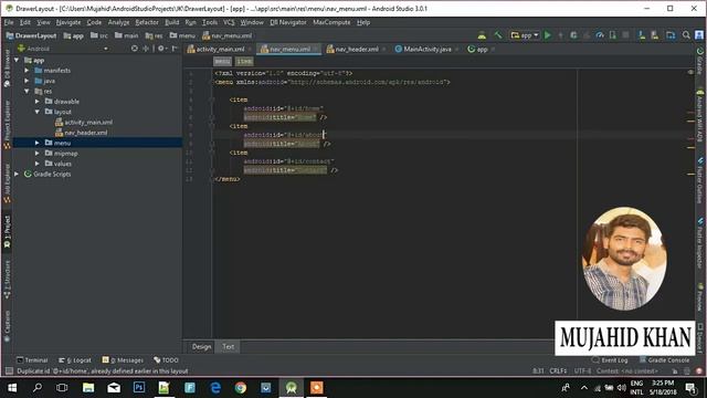 Android Studio Tutorial #6 How to Navigation Drawer, DrawerLayout, NavigationView Hindi Urdu 2020