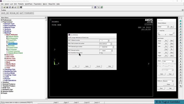 3d beam example finite element analysis with ANSYS Mechanical APDL and BEAM188 element type
