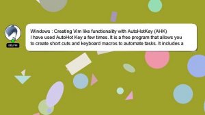 Windows : Creating Vim like functionality with AutoHotKey (AHK)