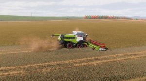 Farming Simulator 22 Красивая игра на карте Кошмак, реалистичная графика, Claas Lexion на уборке сои